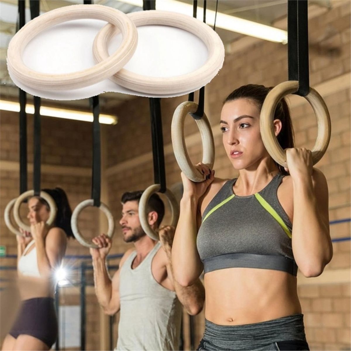 Gymnastic Ring Wood - サマーセール 2個セット 木製ポータブル体操リング ホームジム用木製体操リング 筋力トレーニング ボディエクササイズ