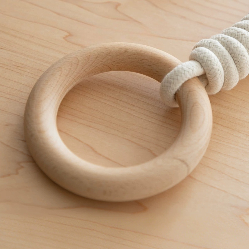 Gymnastic Ring Wood - ベッド吊り下げリング、ホームトレーニング、フィットネス体操、子供部屋用の無垢材アクセサリー