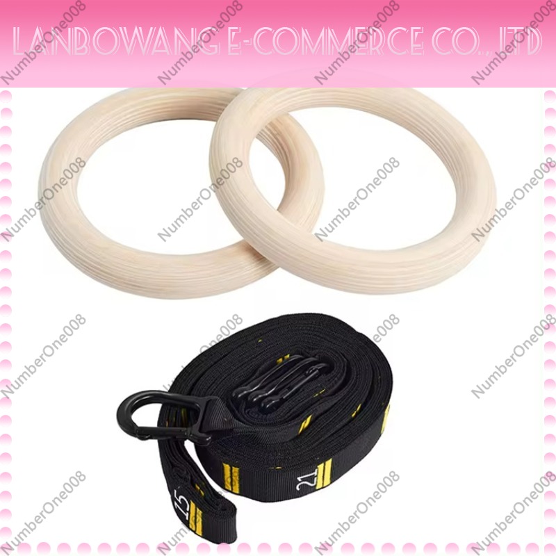 Gymnastic Ring Wood - 堅牢なバーチ材製体操リング、フィットネスプルアップリングセット、室内ジム、ホームエクササイズ、自重トレーニング、カリステニクス用